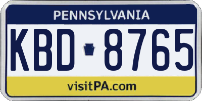 PA license plate KBD8765