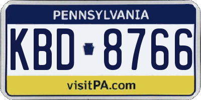 PA license plate KBD8766