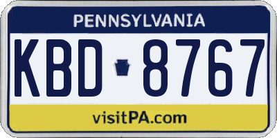 PA license plate KBD8767
