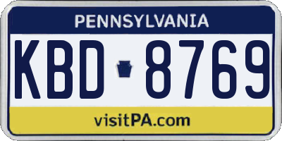 PA license plate KBD8769