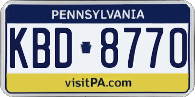 PA license plate KBD8770
