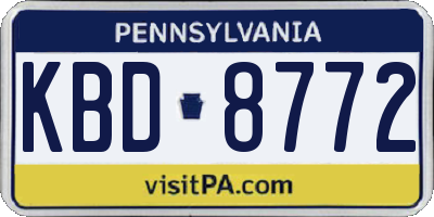 PA license plate KBD8772