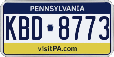 PA license plate KBD8773