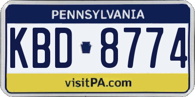 PA license plate KBD8774