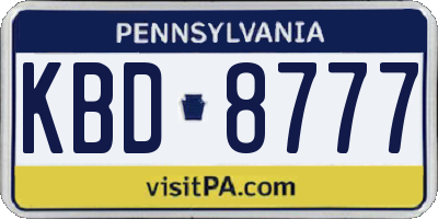 PA license plate KBD8777