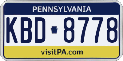 PA license plate KBD8778