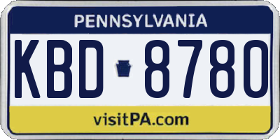 PA license plate KBD8780