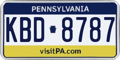 PA license plate KBD8787
