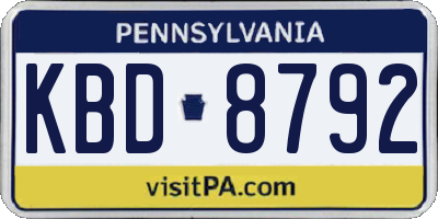PA license plate KBD8792