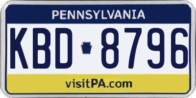 PA license plate KBD8796
