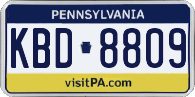 PA license plate KBD8809