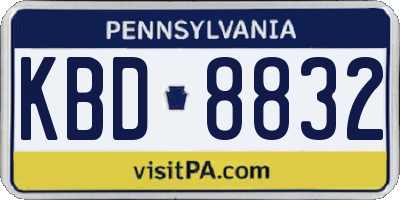PA license plate KBD8832
