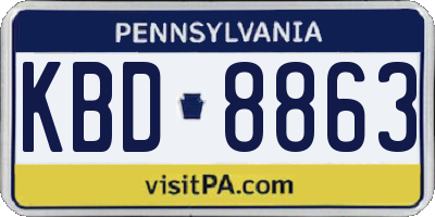 PA license plate KBD8863