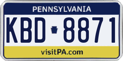 PA license plate KBD8871