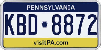 PA license plate KBD8872