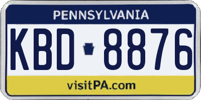 PA license plate KBD8876