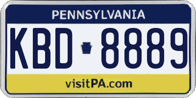 PA license plate KBD8889