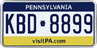 PA license plate KBD8899