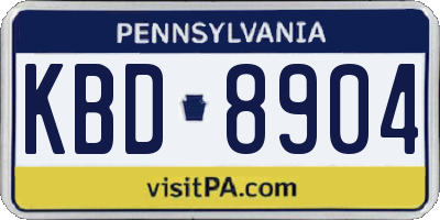 PA license plate KBD8904