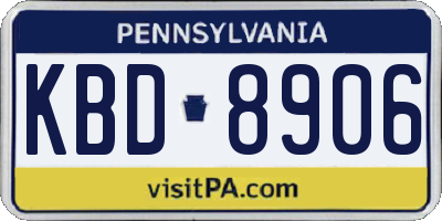 PA license plate KBD8906