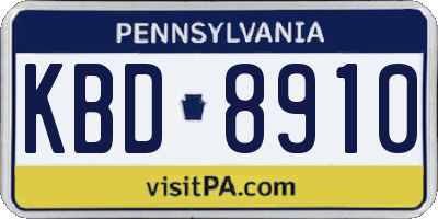 PA license plate KBD8910