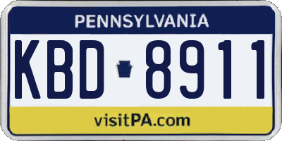 PA license plate KBD8911