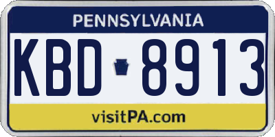 PA license plate KBD8913