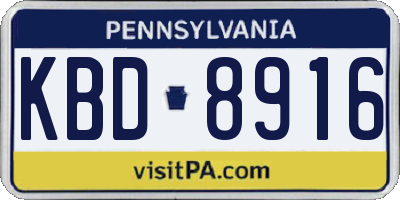 PA license plate KBD8916