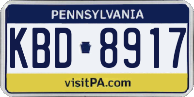 PA license plate KBD8917