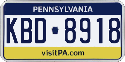 PA license plate KBD8918