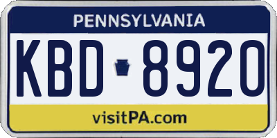 PA license plate KBD8920