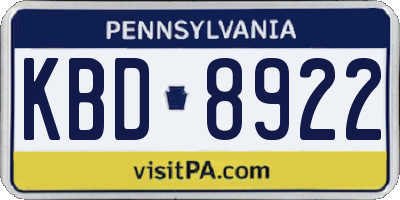 PA license plate KBD8922