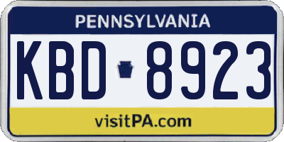 PA license plate KBD8923