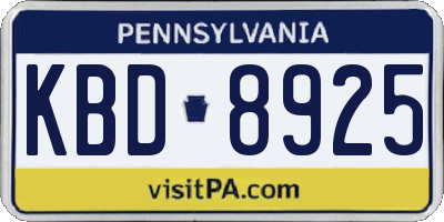 PA license plate KBD8925