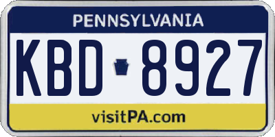 PA license plate KBD8927