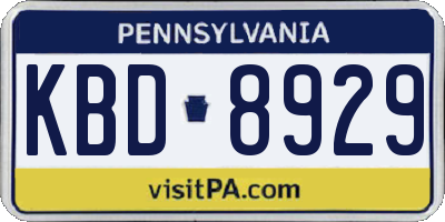 PA license plate KBD8929