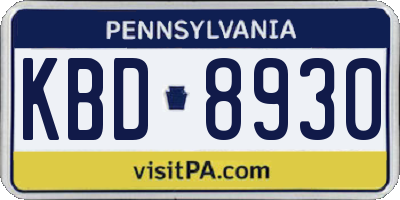 PA license plate KBD8930