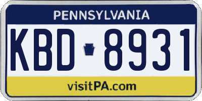 PA license plate KBD8931