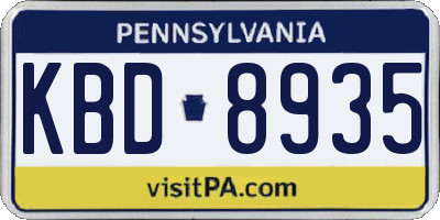 PA license plate KBD8935