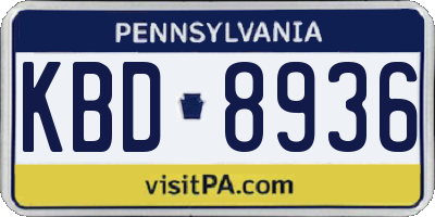 PA license plate KBD8936