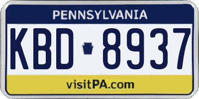 PA license plate KBD8937
