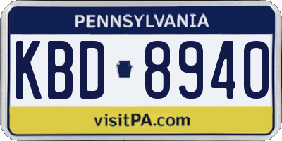 PA license plate KBD8940