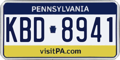 PA license plate KBD8941