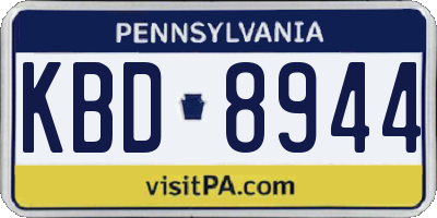 PA license plate KBD8944