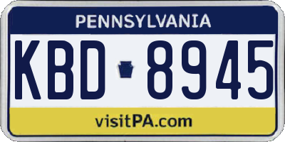 PA license plate KBD8945
