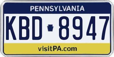 PA license plate KBD8947