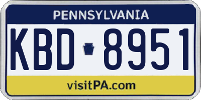 PA license plate KBD8951