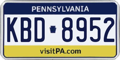 PA license plate KBD8952