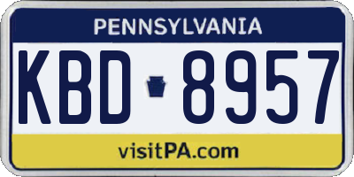 PA license plate KBD8957