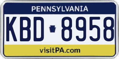 PA license plate KBD8958